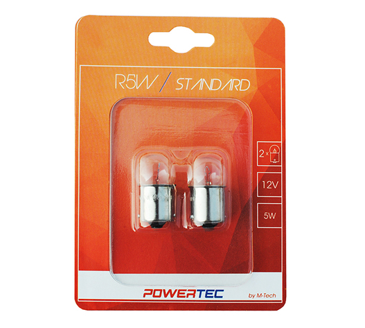 R5W 12V 5W BA15s (ΦΟΥΝΤΟΥΚΙ) POWERTEC STANDARD ΑΛΟΓΟΝΟΥ 2ΤΕΜ.