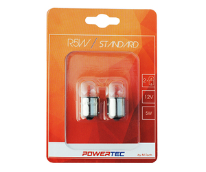 R5W 12V 5W BA15s (ΦΟΥΝΤΟΥΚΙ) POWERTEC STANDARD ΑΛΟΓΟΝΟΥ 2ΤΕΜ.