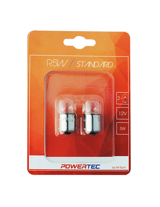 R5W 12V 5W BA15s (ΦΟΥΝΤΟΥΚΙ) POWERTEC STANDARD ΑΛΟΓΟΝΟΥ 2ΤΕΜ.