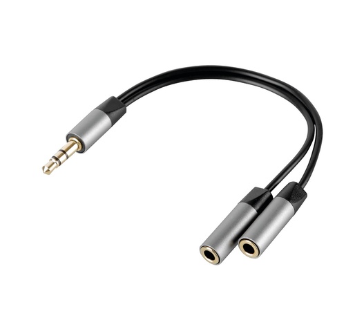 ΚΑΛΩΔΙΟ ΗΧΟΥ JACK 3,5mm 10cm ΑΠΟ ΜΟΝΟ ΑΡΣΕΝΙΚΟ ΣΕ ΔΙΠΛΟ ΘΗΛΥΚΟ AUX SPLITTER  SILVER LINE