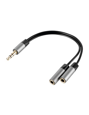 ΚΑΛΩΔΙΟ ΗΧΟΥ JACK 3,5mm 10cm ΑΠΟ ΜΟΝΟ ΑΡΣΕΝΙΚΟ ΣΕ ΔΙΠΛΟ ΘΗΛΥΚΟ AUX SPLITTER  SILVER LINE