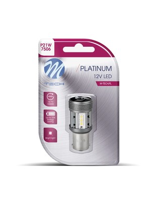 P21W 12/24V BA15s 12xSMD3030 LED CAN-BUS ΛΕΥΚΟ PLATINIUM BLISTER 1ΤΕΜ M-TECH