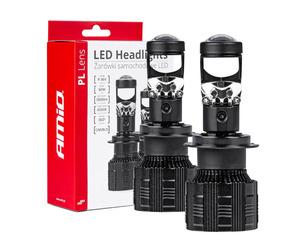 Amio - ΛΑΜΠΕΣ H7 PL-LENS SERIES 9>36V 60W 5.000K 3.800lm LED 2x4575 SMD CAN-BUS ΜΕ ΠΡΟΤΖΕΚΤΟΡΑ - 2 Τεμ. (03668/AM)