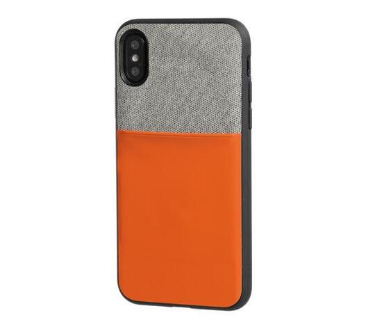 APPLE iPHONE X ΘΗΚΗ ΚΙΝΗΤΟΥ DUO POCKET ΓΚΡΙ-ΠΟΡΤΟΚΑΛΙ ΜΑΓΝΗΤΙΚΗ SILVER LINE