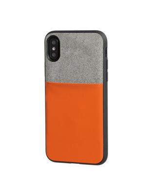 APPLE iPHONE X ΘΗΚΗ ΚΙΝΗΤΟΥ DUO POCKET ΓΚΡΙ-ΠΟΡΤΟΚΑΛΙ ΜΑΓΝΗΤΙΚΗ SILVER LINE