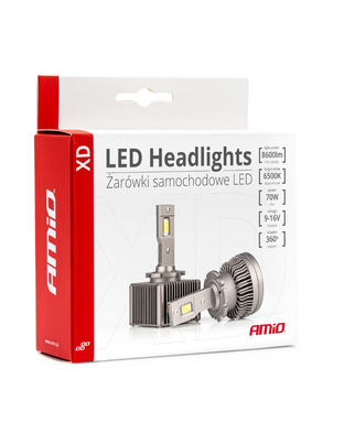 Amio - ΛΑΜΠΕΣ LED ΜΕ ΨΥΚΤΡΑ D2S/D2R 9-16V 70W 6.500K 8600lm XD SERIES - 2 ΤΕΜ. (03311/AM)