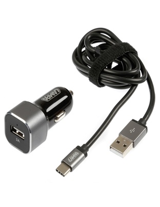 ΦΟΡΤΙΣΤΗΣ ΑΝΑΠΤΗΡΑ 12/24V ΜΕ 1 USB TYPE-C 3000mA ΜΕ ΚΑΛΩΔΙΟ 100cm FAST CHARGER SILVER LINE