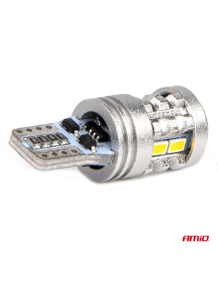 Amio - ΛΑΜΠΑΚΙΑ LED T10 W5W 12/24V LED 6x3020+1x3030SMD STANDARD ΛΕΥΚΑ - 2 ΤΕΜ. (03718/AM)