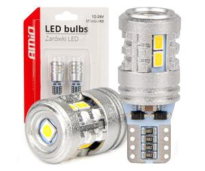 Amio - ΛΑΜΠΑΚΙΑ LED T10 W5W 12/24V LED 6x3020+1x3030SMD STANDARD ΛΕΥΚΑ - 2 ΤΕΜ. (03718/AM)