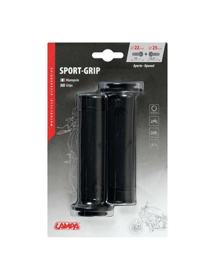 ΧΕΙΡΟΛΑΒΕΣ ΤΙΜΟΝΙΟΥ ΜΗΧΑΝΗΣ SPORT-GRIP ΜΑΥΡΟ (22 mm-12cm/25mm-12,5cm) LAMPA - 2 ΤΕΜ.