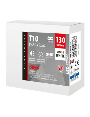 T10 W5W 10-32V w2,1x9,5d 1SMDx1CHIP LED 130lm CAN-BUS ΔΙΑΘΛΑΣΗΣ ΛΕΥΚΟ ΚΟΥΤΙ 20ΤΕΜ.