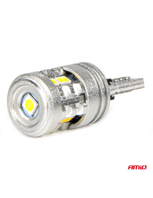 Amio - ΛΑΜΠΑΚΙΑ LED T10 W5W 12/24V LED 6x3020+1x3030SMD STANDARD ΛΕΥΚΑ - 2 ΤΕΜ. (03718/AM)