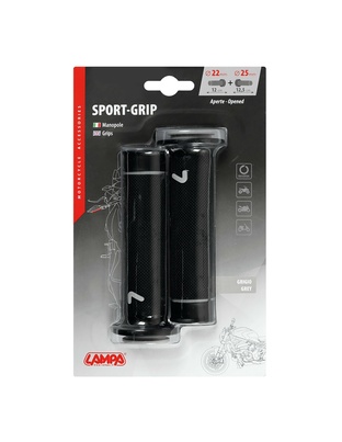 ΧΕΙΡΟΛΑΒΕΣ ΤΙΜΟΝΙΟΥ ΜΗΧΑΝΗΣ SPORT-GRIP ΜΑΥΡΟ/ΓΚΡΙ (22 mm-12cm/25mm-12,5cm) LAMPA - 2 ΤΕΜ.