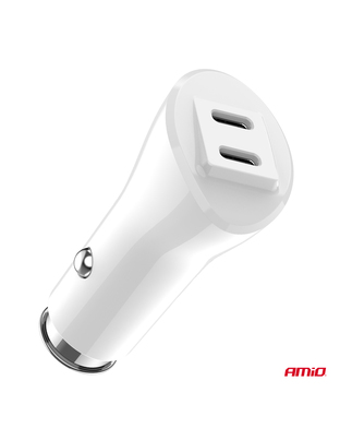 Amio - ΦΟΡΤΙΣΤΗΣ ΑΝΑΠΤΗΡΑ 12/24V ΜΕ 2 ΘΥΡΕΣ 2xUSB-C 40W 5V/3AQC ΤΑΧΕΙΑΣ ΦΟΡΤΙΣΗΣ ΛΕΥΚΟΣ - 1 Τεμ. (03884/AM)