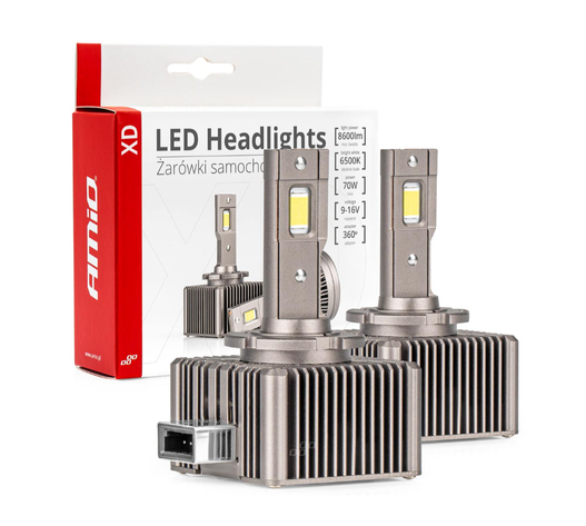 Amio - ΛΑΜΠΕΣ LED ΜΕ ΨΥΚΤΡΑ D1S/D1R 9-16V 70W 6.500K 8600lm XD SERIES - 2 ΤΕΜ. (03310/AM)