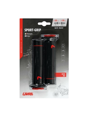ΧΕΙΡΟΛΑΒΕΣ ΤΙΜΟΝΙΟΥ ΜΗΧΑΝΗΣ SPORT-GRIP ΜΑΥΡΟ/ΚΟΚΚΙΝΟ (22 mm-12cm/25mm-12,5cm) LAMPA - 2 ΤΕΜ.