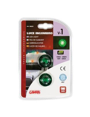 Φώτα Ογκου Φορτηγού 24V 1 Led 2τεμ Πράσινα V-1