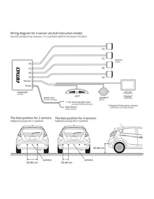 Amio – Σύστημα Παρκαρίσματος 12V με 4 Αισθητήρες Μαύρους 22mm & Buzzer για Ηχητική Ειδοποίηση & Ασφαλές Παρκάρισμα – 1 Τεμ. (01567/AM)