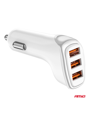 Amio - ΦΟΡΤΙΣΤΗΣ ΑΝΑΠΤΗΡΑ 12/24V ΜΕ 3 ΘΥΡΕΣ 3xUSB 15.5W 5V/3.1A ΛΕΥΚΟΣ - 1 Τεμ. (03885/AM)