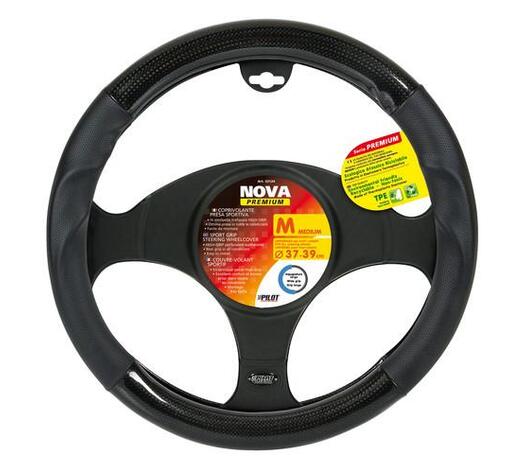 Lampa Κάλυμμα Τιμονιού Αυτοκινήτου Nova Premium 37-39εκ. Άοσμο Carbon look αντιιδρωτικές λαβές Ultra-soft Skeentex μαύρο 1-τεμ. (L3312.4)