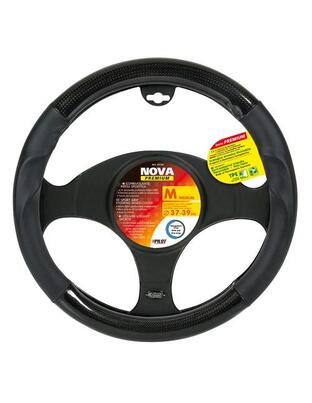 Lampa Κάλυμμα Τιμονιού Αυτοκινήτου Nova Premium 37-39εκ. Άοσμο Carbon look αντιιδρωτικές λαβές Ultra-soft Skeentex μαύρο 1-τεμ. (L3312.4)