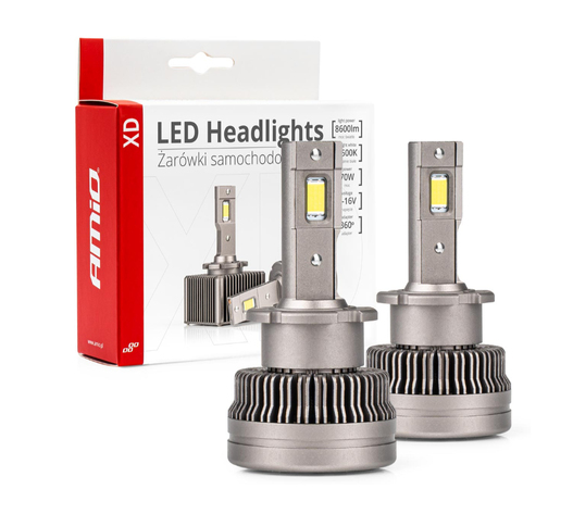 Amio - ΛΑΜΠΕΣ LED ΜΕ ΨΥΚΤΡΑ D2S/D2R 9-16V 70W 6.500K 8600lm XD SERIES - 2 ΤΕΜ. (03311/AM)