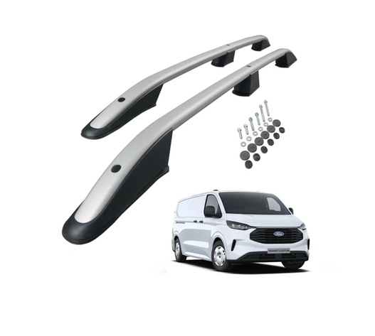 ΠΑΡΑΛΛΗΛΕΣ ΜΠΑΡΕΣ ΟΡΟΦΗΣ ΑΛΟΥΜΙΝΙΟΥ ELEGANCE L1 ΓΙΑ FORD TOURNEO CUSTOM 2023+ ΜΕΓΙΣΤΟ ΒΑΡΟΣ ΦΟΡΤΙΟΥ 75KG OMTEC - 2 TEM.