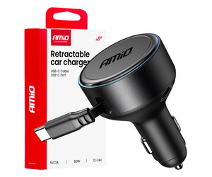 Amio - ΦΟΡΤΙΣΤΗΣ ΑΝΑΠΤΗΡΑ 12/24V ΜΕ 1 ΘΥΡΑ USB-C 60W 5V/3A ΤΑΧΕΙΑΣ ΦΟΡΤΙΣΗΣ ΜΕ ΕΝΣΩΜΑΤΟΜΕΝΟ ΚΑΛΩΔΙΟ USB-C - 1 ΤΕΜ. (04368/AM)