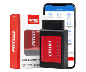 Amio - Διαγνωστικό Αυτοκινήτου OBD 2 τύπου ELM327 Bluetooth XL τάση λειτουργίας 12V με ασύρματη σύνδεση για Επιβατικά Αυτοκίνητα - 1 τεμ. (04733/AM)