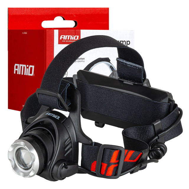 Amio - Φακός Κεφαλής Εργασίας τύπου T6 LED χωρητικότητα μπαταρίας 3600mAh - 1 τεμ. (04664/AM)