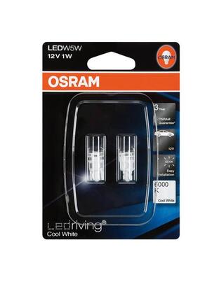 T10 W5W 12V - 1W - W 2,1 X 9,5 d - 6.000K (ΛΕΥΚΟ/ΨΥΧΡΟ) OSRAM LEDriving - 2 ΤΕΜ.  BLISTER
