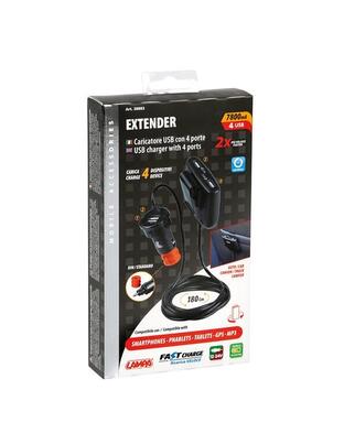 ΦΟΡΤΙΣΤΗΣ ΑΝΤΑΠΤΟΡΑΣ ΑΝΑΠΤΗΡΑ 4USB 12/24V ΜΕ ΚΑΛΩΔΙΟ 180cm 7800mA FAST CHARGE EXTENDER