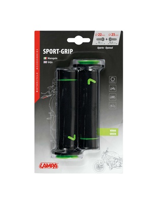 ΧΕΙΡΟΛΑΒΕΣ ΤΙΜΟΝΙΟΥ ΜΗΧΑΝΗΣ SPORT-GRIP ΜΑΥΡΟ/ΠΡΑΣΙΝΟ (22 mm-12cm/25mm-12,5cm) LAMPA - 2 ΤΕΜ.