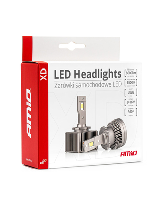 Amio - ΛΑΜΠΕΣ LED ΜΕ ΨΥΚΤΡΑ D1S/D1R 9-16V 70W 6.500K 8600lm XD SERIES - 2 ΤΕΜ. (03310/AM)
