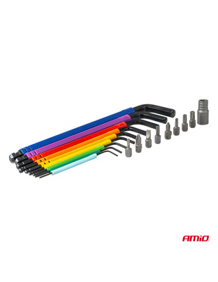 Amio – Κλειδιά Allen Imbus CR-V 1.5-10mm με Μύτες & Αντάπτορα Heavy Duty για Σταθερή Τοποθέτηση Εργαλείου & Καθημερινή Χρήση – Σετ 18 Τεμ. (04787/AM)