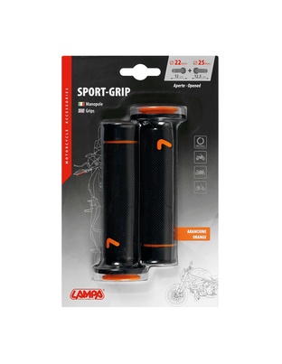 ΧΕΙΡΟΛΑΒΕΣ ΤΙΜΟΝΙΟΥ ΜΗΧΑΝΗΣ SPORT-GRIP ΜΑΥΡΟ/ΠΟΡΤΟΚΑΛΙ (22 mm-12cm/25mm-12,5cm) LAMPA - 2 ΤΕΜ.