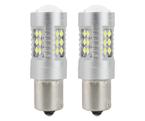 Amio – LED CANBUS P21W BA15s 12/24V 24xSMD 3030 Λευκό Διάθλασης Μονοπολικό για Φώτα Αυτοκινήτου & Φορτηγού – 2 Τεμ. (01445/AM)