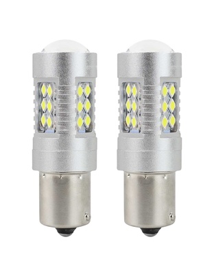Amio – LED CANBUS P21W BA15s 12/24V 24xSMD 3030 Λευκό Διάθλασης Μονοπολικό για Φώτα Αυτοκινήτου & Φορτηγού – 2 Τεμ. (01445/AM)