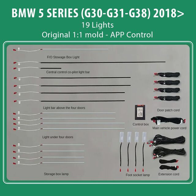 DIQ AMBIENT BMW S.5 (G30-G31-G38) mod. 2018> (Digital iQ Ambient Light for BMW Series 5 mod.2018-2024 with 19 Lights)