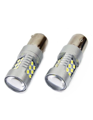 Amio – LED CANBUS P21W BA15s 12/24V 24xSMD 3030 Λευκό Διάθλασης Μονοπολικό για Φώτα Αυτοκινήτου & Φορτηγού – 2 Τεμ. (01445/AM)