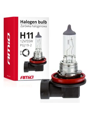 Amio - λάμπα τύπου H11 αλογόνου τάση λειτουργίας 12V απόδοση 55W τύπος βάσης PGJ19-2 LUMITEC για φώτα αυτοκινήτου – 1 τεμ. (01159/AM)
