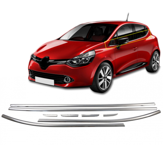 TRIM  ΠΑΡΑΘΥΡΩΝ ΑΥΤΟΚΟΛΛΗΤΑ ΧΡΩΜΙΟΥ 8ΤΕΜ. ΓΙΑ RENAULT CLIO IV 5D 2012+