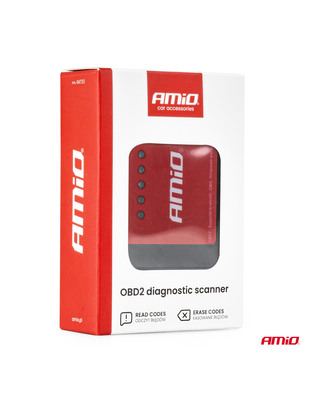 Amio - Διαγνωστικό Αυτοκινήτου OBD 2 τύπου ELM327 Bluetooth XL τάση λειτουργίας 12V με ασύρματη σύνδεση για Επιβατικά Αυτοκίνητα - 1 τεμ. (04733/AM)