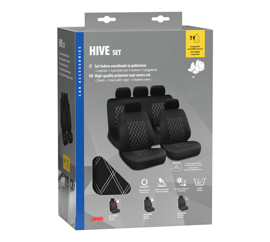 ΚΑΛΥΜΜΑΤΑ ΚΑΘΙΣΜΑΤΩΝ HIVE ΜΑΥΡΟ/ΓΚΡΙ ΣΕΤ