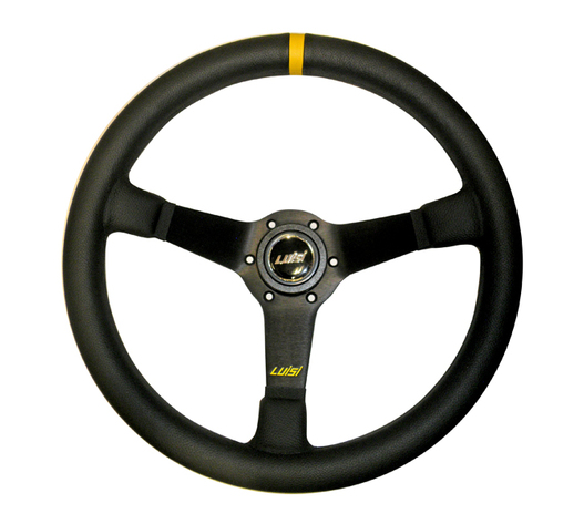ΤΙΜΟΝΙ MIRAGE CORSA 350mm ΒΑΘΟΣ 75mm ΔΕΡΜΑΤΙΝΟ ΜΑΥΡΟ LUISI