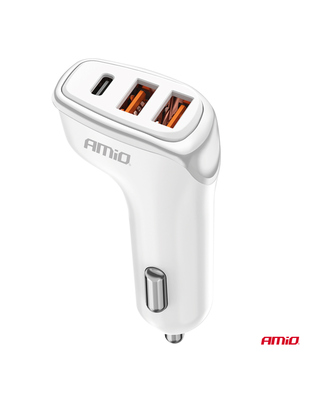 Amio - ΦΟΡΤΙΣΤΗΣ ΑΝΑΠΤΗΡΑ 12/24V ΜΕ 3 ΘΥΡΕΣ USB-C+2xUSB 38W 5V/3AQC ΤΑΧΕΙΑΣ ΦΟΡΤΙΣΗΣ ΛΕΥΚΟΣ - 1 Τεμ. (03886/AM)