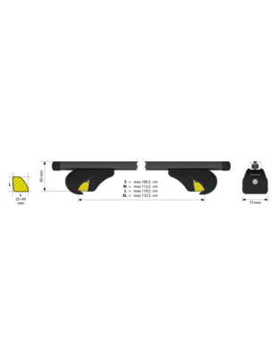 ΜΠΑΡΕΣ ΟΡΟΦΗΣ HELIO BLACK (ΧL) 140 cm ΑΛΟΥΜΙΝΙΟΥ ΜΑΥΡΗ ΜΕ ΚΛΕΙΔΑΡΙΕΣ (STANDARD RAILING) NORDRIVE - 2 TEM.