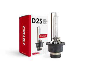 Amio - Λάμπα Xenon D2S 4300K 35W 12V Premium για αντικατάσταση εργοστασιακών και aftermarket xenon με φυσικό φωτισμό και σταθερή απόδοση χωρίς τροποποιήσεις - 1 Τεμ. (01975/AM)