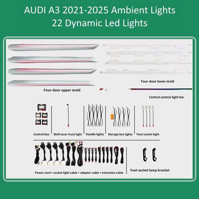 DIQ AMBIENT AUDI A3 (8Y) DYN mod. 2021-2026 (Digital iQ Ambient Light for Audi A3 (8Y) mod. 2021-2026 with 22 Lights)