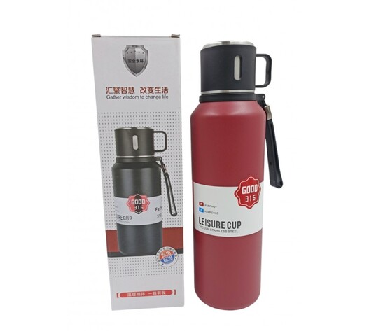 ΑΝΟΞΕΙΔΩΤΟ ΘΕΡΜΟΣ ΚΟΚΚΙΝΟ1500ml ΜΕ ΚΑΠΑΚΙ-ΚΟΥΠΑ XZ-7809-1